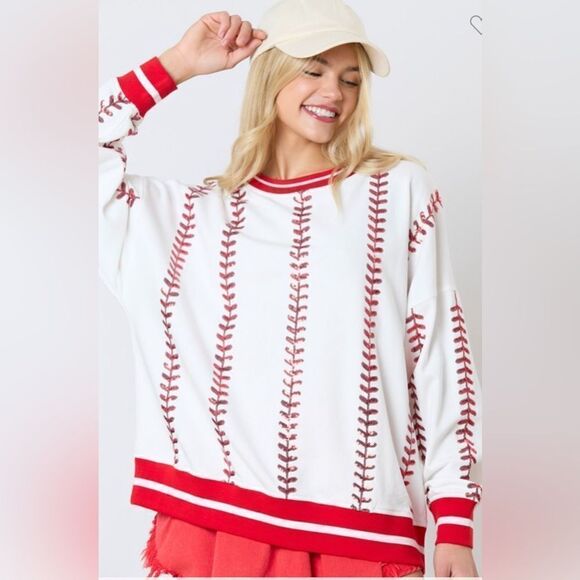 046. SEQUIN BASEBALL SWEATSHIRT - Picture 2 of 9